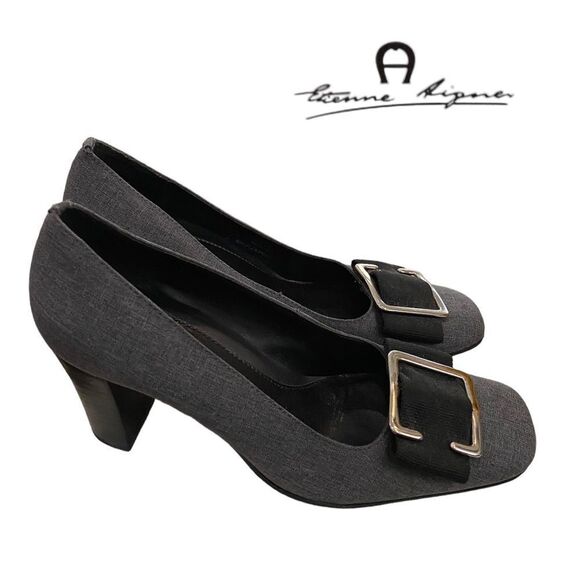 Etienne Aigner Women's Grey Slip-on Heels Pumps 6 - Picture 3 of 6